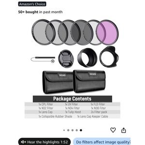 Neewer 67mm Camera Filter Kit UV CPL FLD ND2 ND4 ND8 Complete
